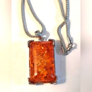 Brown Pendant On Metalic Silver Chain